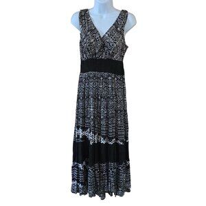 Black & White Aztec Print Cotton maxi Dress geometric tribal print Aztec